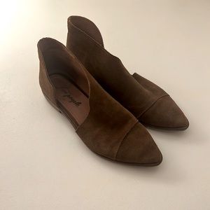 Free People Royale Asymmetrical Flat Suede Size 38